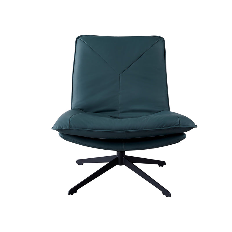 Fauteuil pivotant Roma, simili cuir et pieds en acier, Bleu canard
