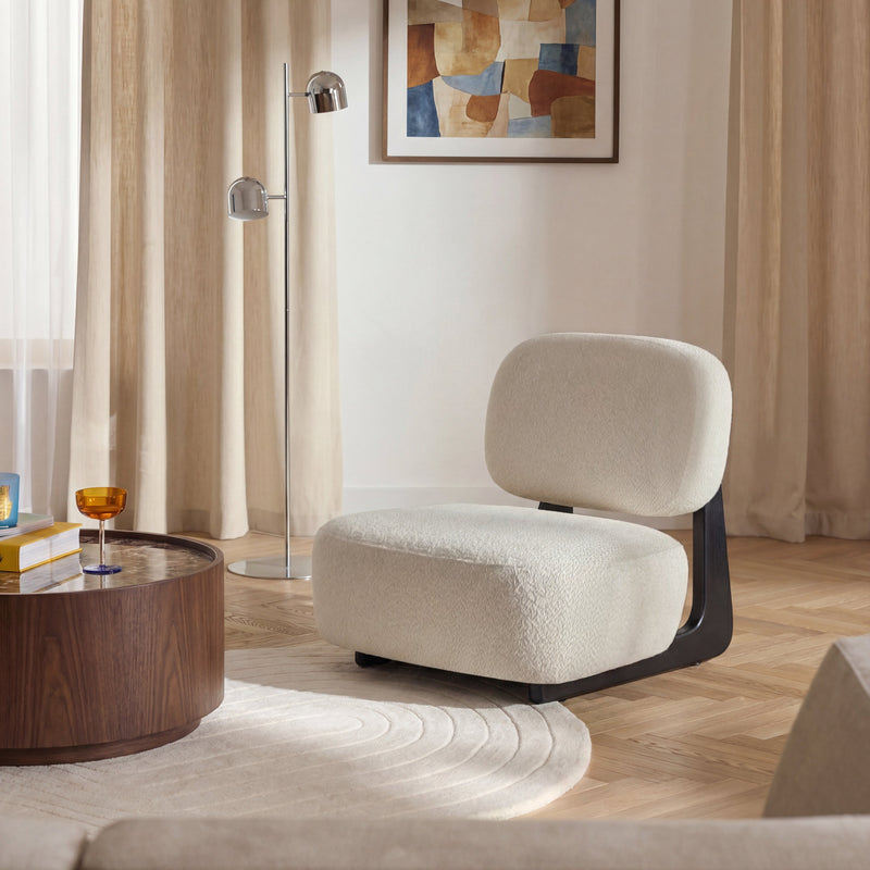 Fauteuil relax ZZXQY, en tissu et piètement en métal, Crème
